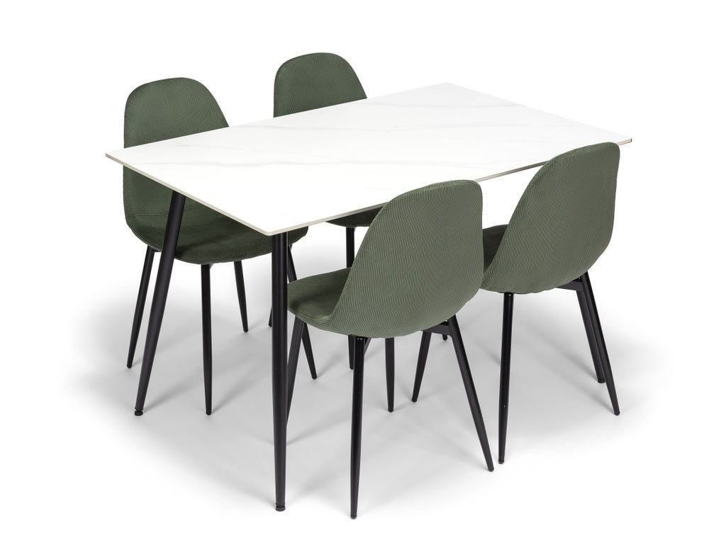 Ceramon Eettafelset met 4 Marie Stoelen - Wit / Groen - afbeelding 1
