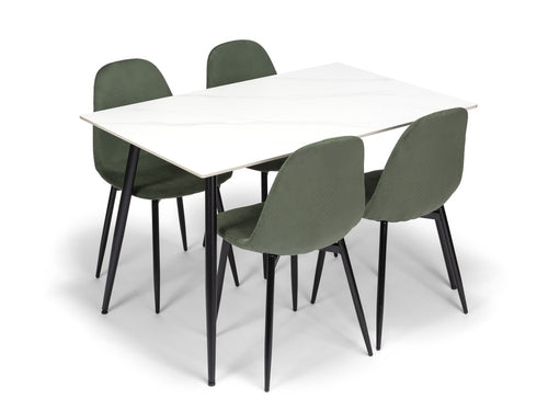 Ceramon Eettafelset met 4 Marie Stoelen - Wit / Groen - afbeelding 1