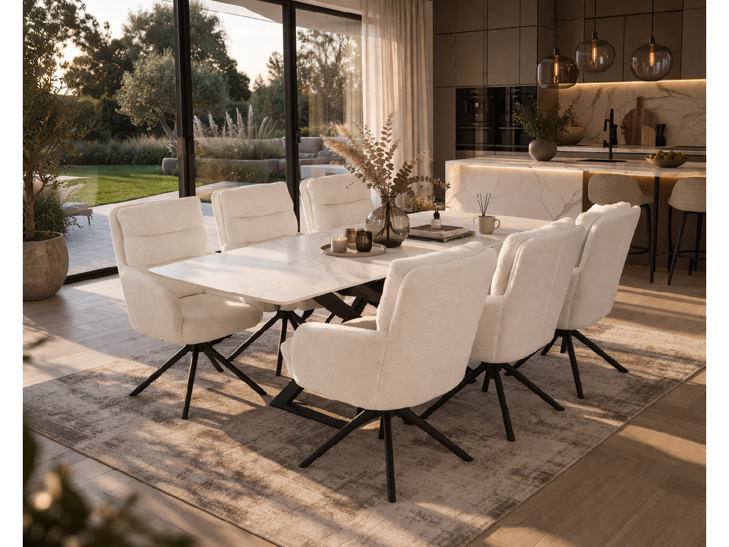 Terron Eettafelset met 6 Enzo Stoelen - Wit - afbeelding 2