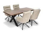 Ebon Eettafelset met 4 Enzo Stoelen - Beige / Donker hout - afbeelding 3