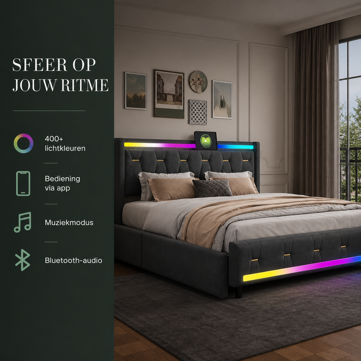 Aure LED bedframe verlichting en audio
