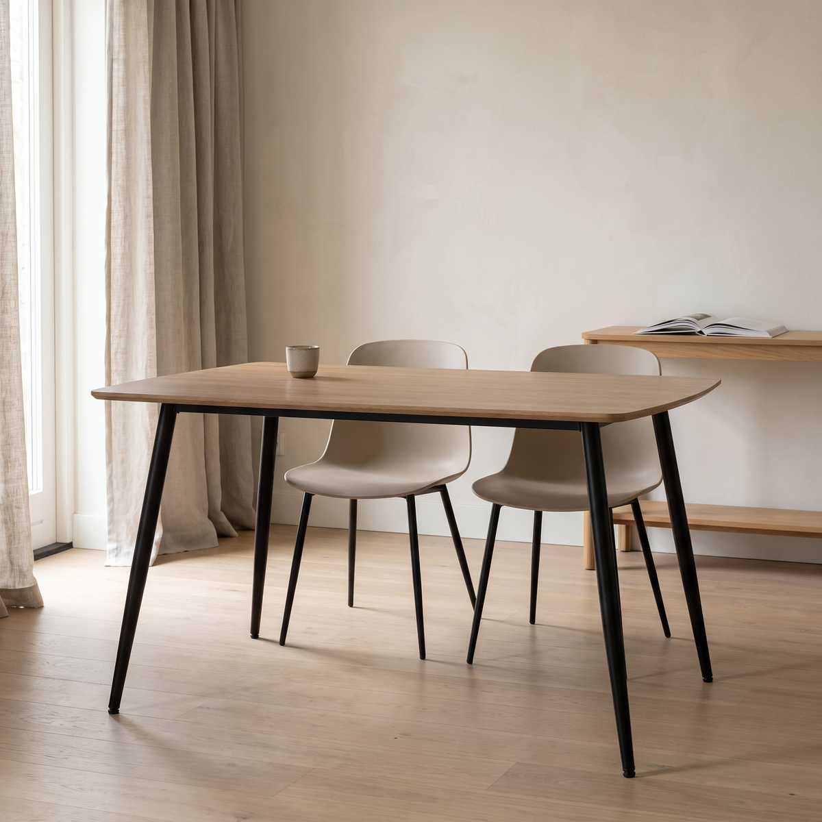 Eettafel CERAMON 120 Naturel – fotorealistisch interieur 1