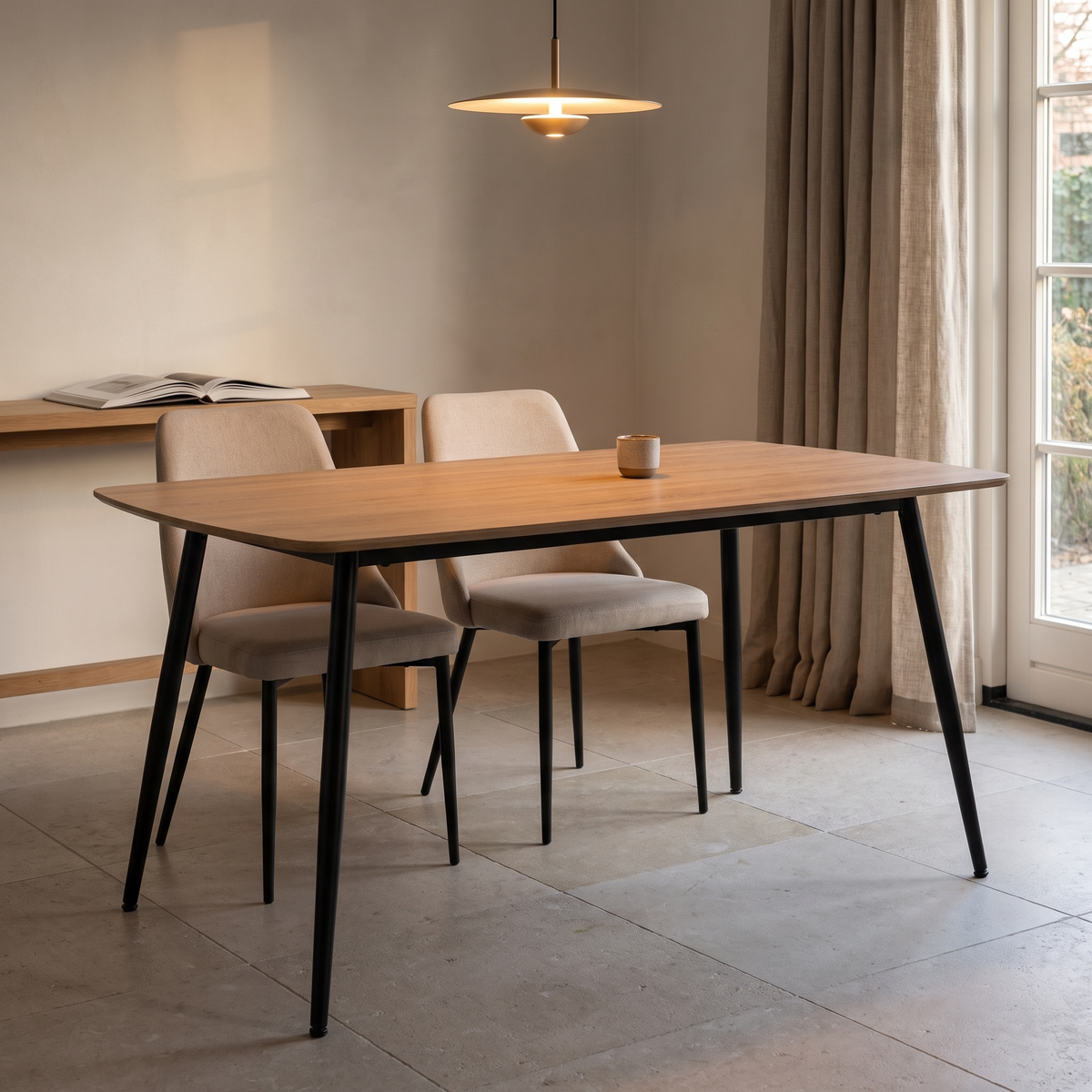 Eettafel CERAMON 120 Naturel – fotorealistisch interieur 2