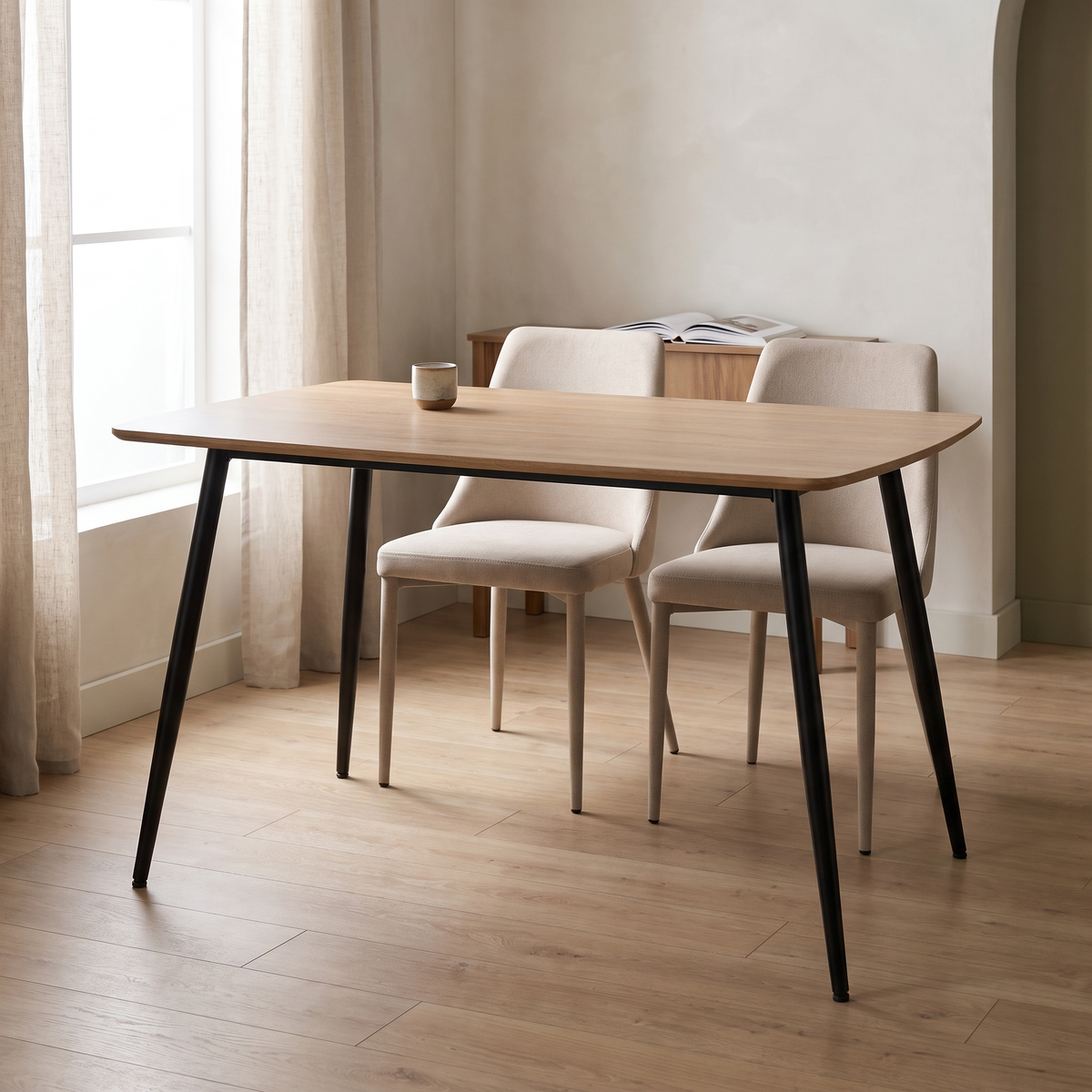 Eettafel CERAMON 120 Naturel – fotorealistisch interieur 3