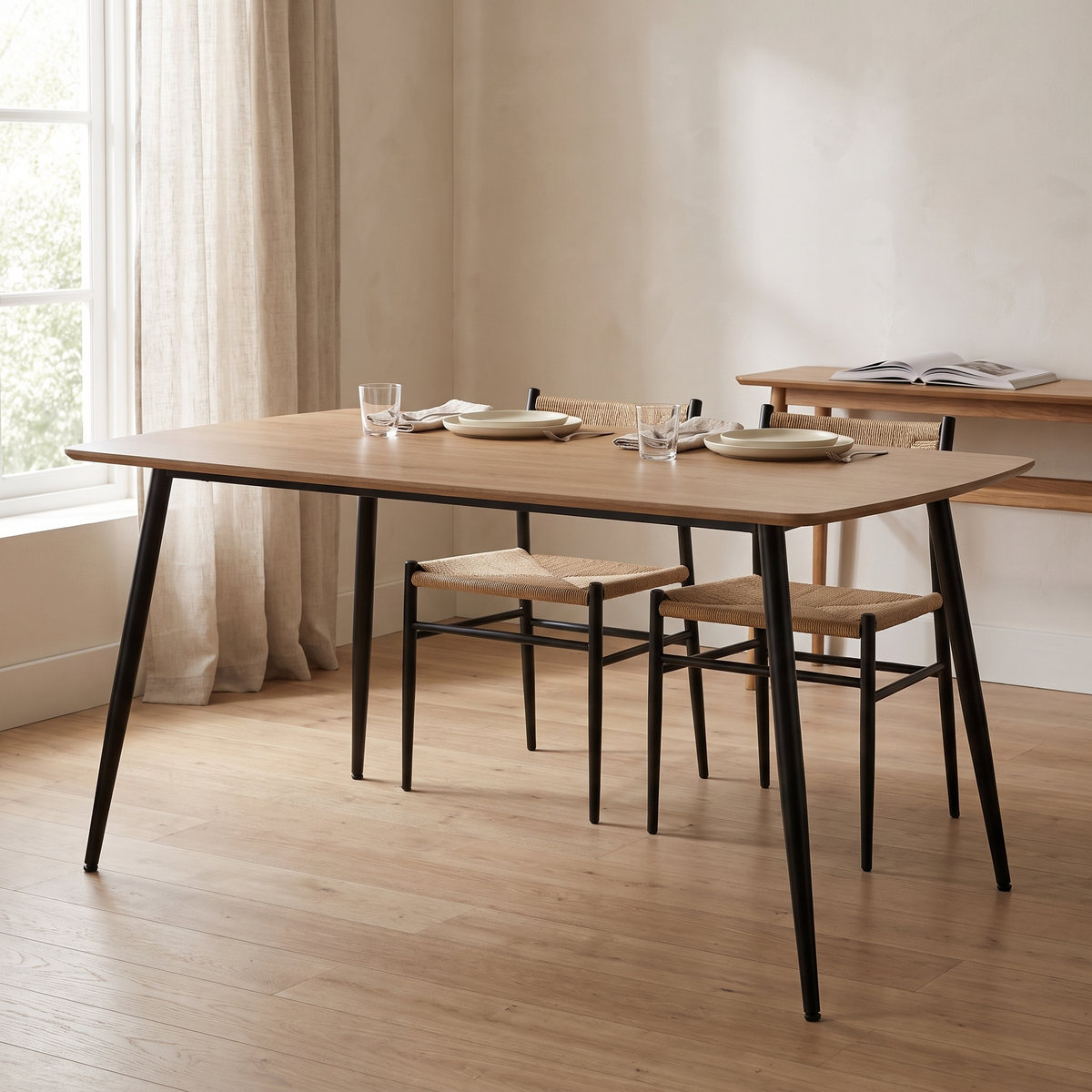 Eettafel CERAMON 120 Naturel – fotorealistisch interieur 4