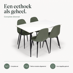 Ceramon Eettafelset met 4 Marie Stoelen - Wit / Groen infographic