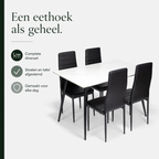 Ceramon Eettafelset met 4 Tino Stoelen - Wit infographic