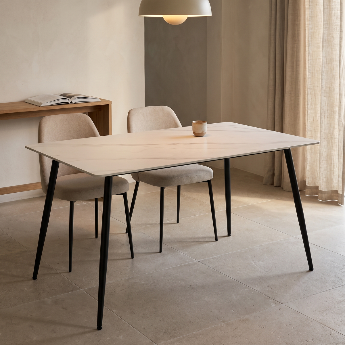 Eettafel CERAMON 120 Wit – fotorealistisch interieur 2