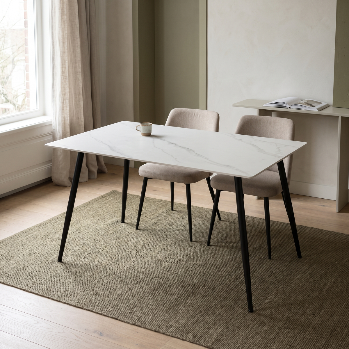 Eettafel CERAMON 140 Wit – fotorealistisch interieur 3
