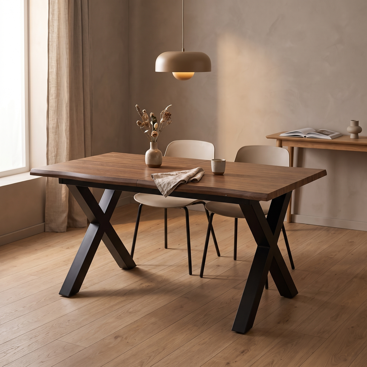 Eettafel EBON Naturel – fotorealistisch interieur 2