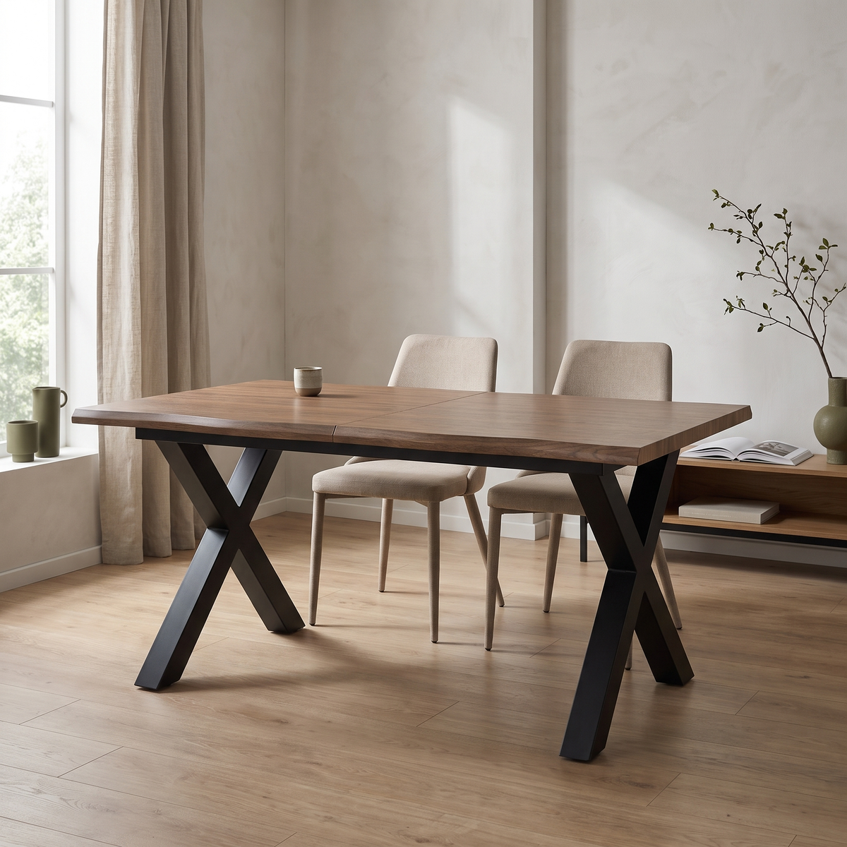 Eettafel EBON Naturel – fotorealistisch interieur 3