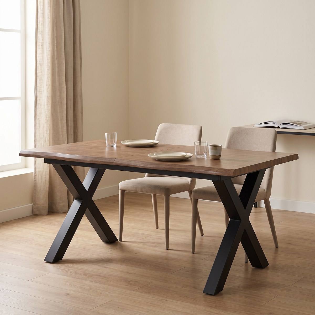 Eettafel EBON Naturel – fotorealistisch interieur 4