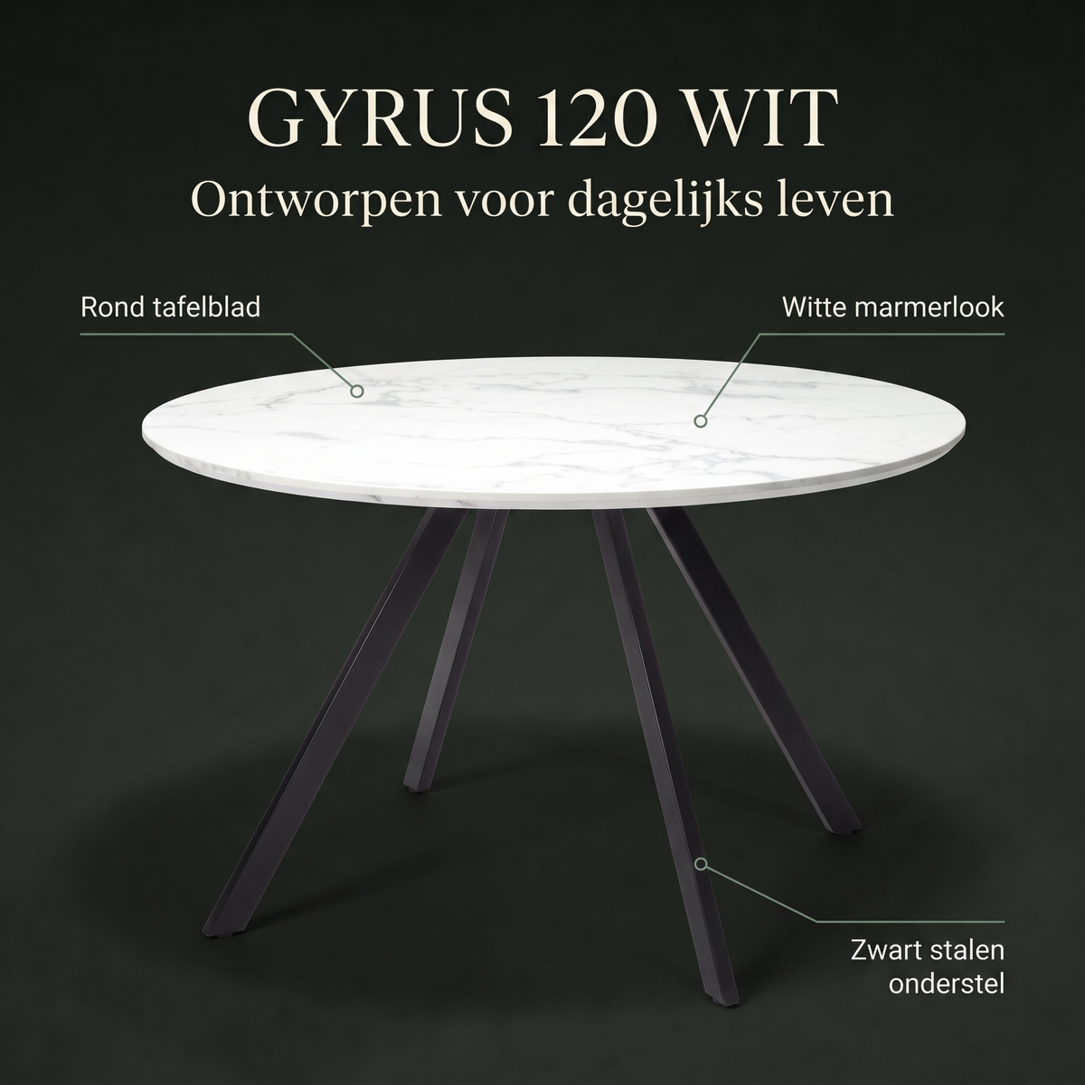 Eettafel GYRUS 120 Wit – ontwerp en materialen