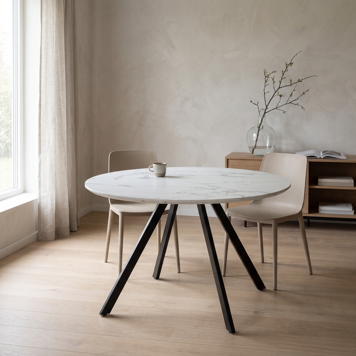 Eettafel GYRUS 120 Wit – fotorealistisch interieur 3