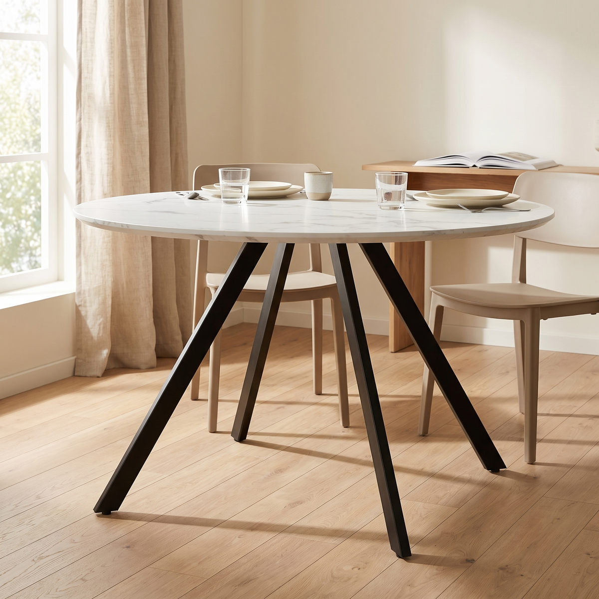 Eettafel GYRUS 120 Wit – fotorealistisch interieur 4
