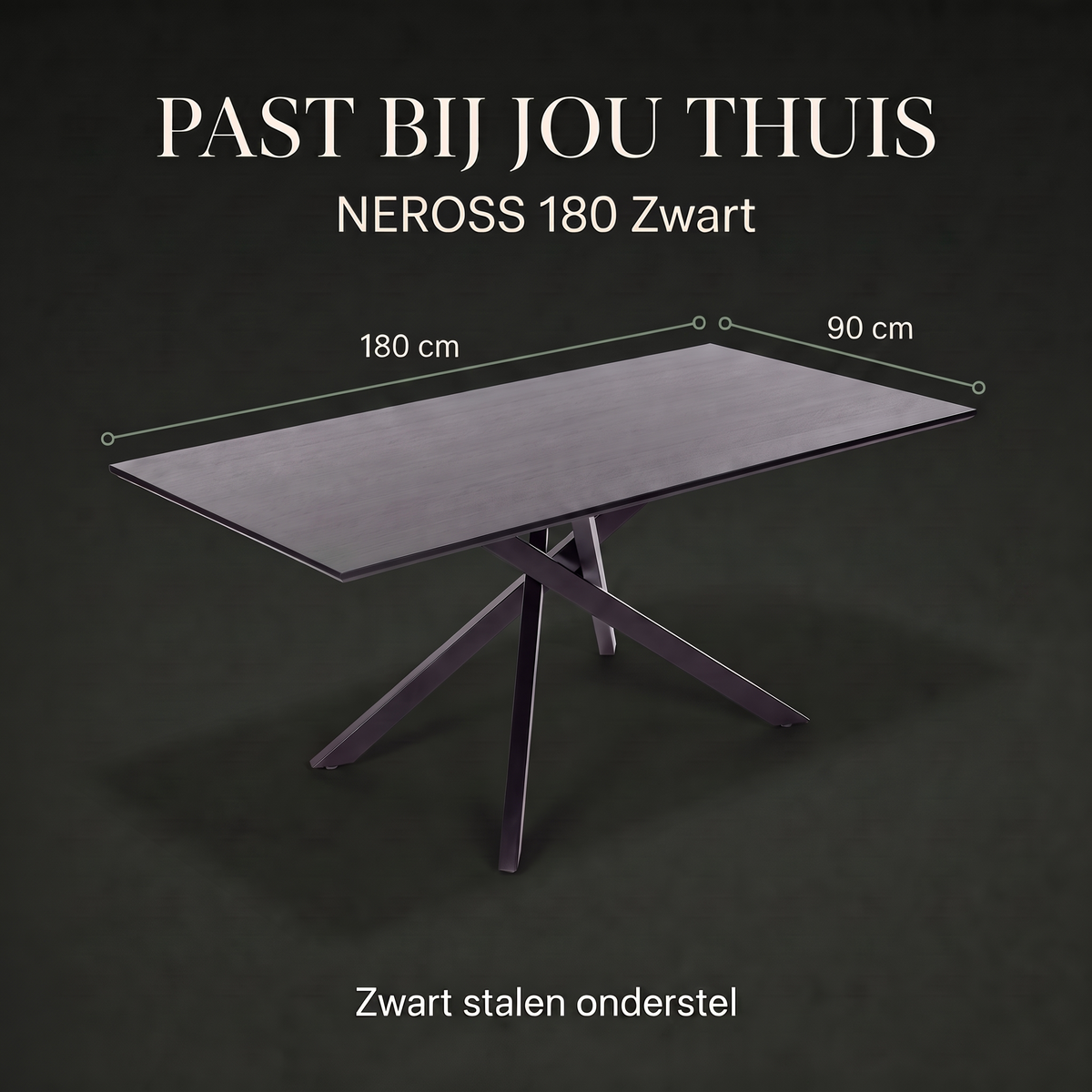 Eettafel NEROSS 180 Zwart – afmetingen