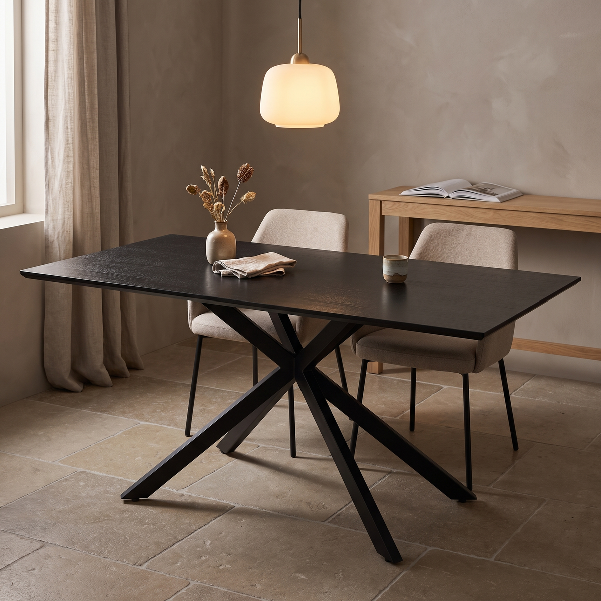 Eettafel NEROSS 180 Zwart – fotorealistisch interieur 2