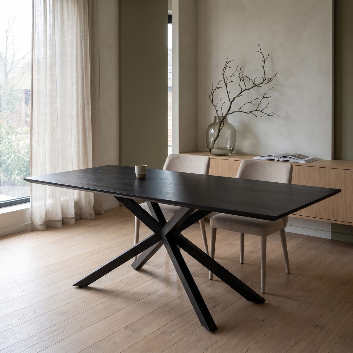 Eettafel NEROSS 180 Zwart – fotorealistisch interieur 3