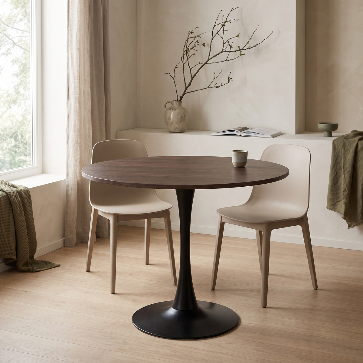 Eettafel ORBIS 100 Bruin – fotorealistisch interieur 3