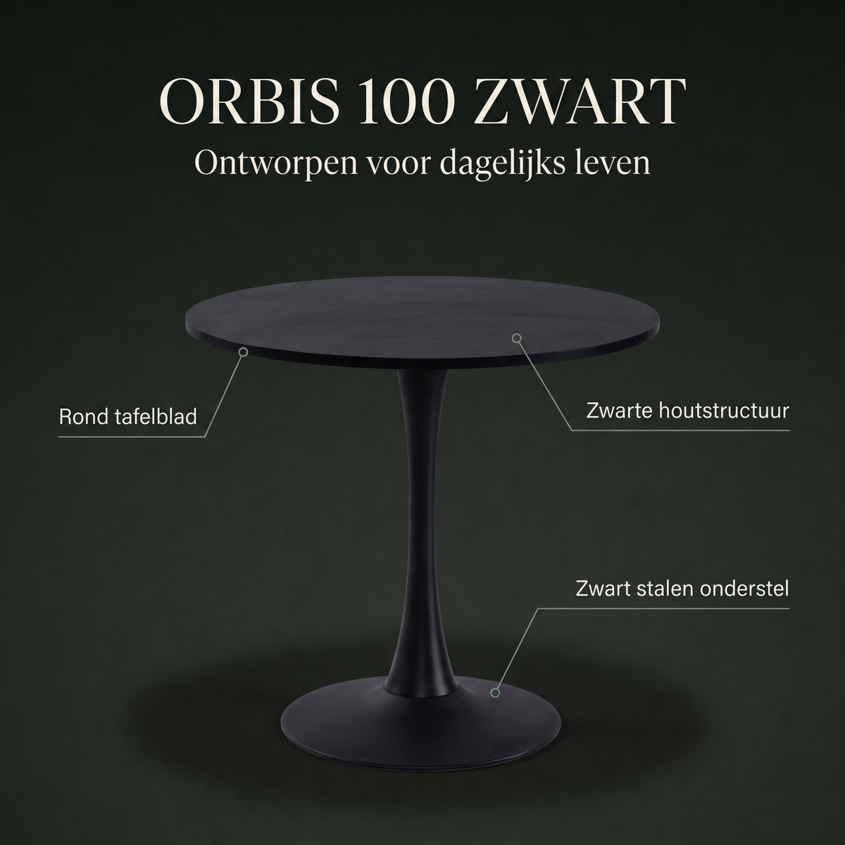 Eettafel ORBIS 100 Zwart – ontwerp en materialen