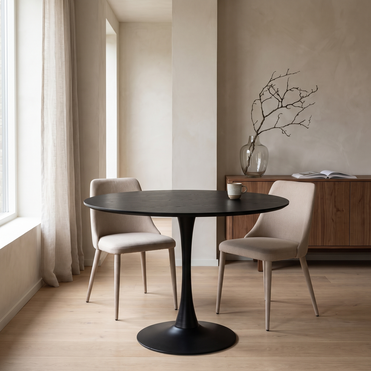 Eettafel ORBIS 100 Zwart – fotorealistisch interieur 3