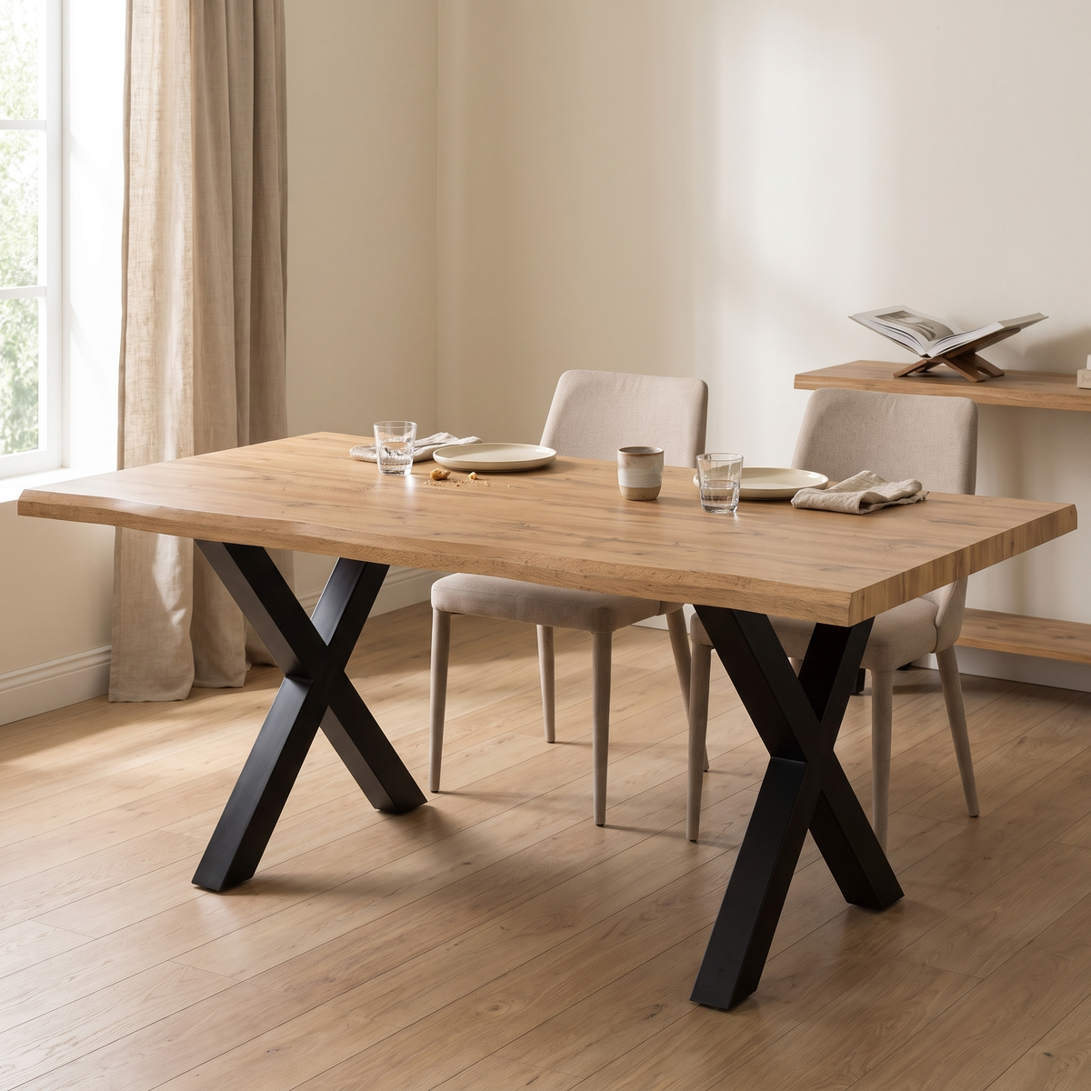 Eettafel ROBUL 140 Naturel – fotorealistisch interieur 4