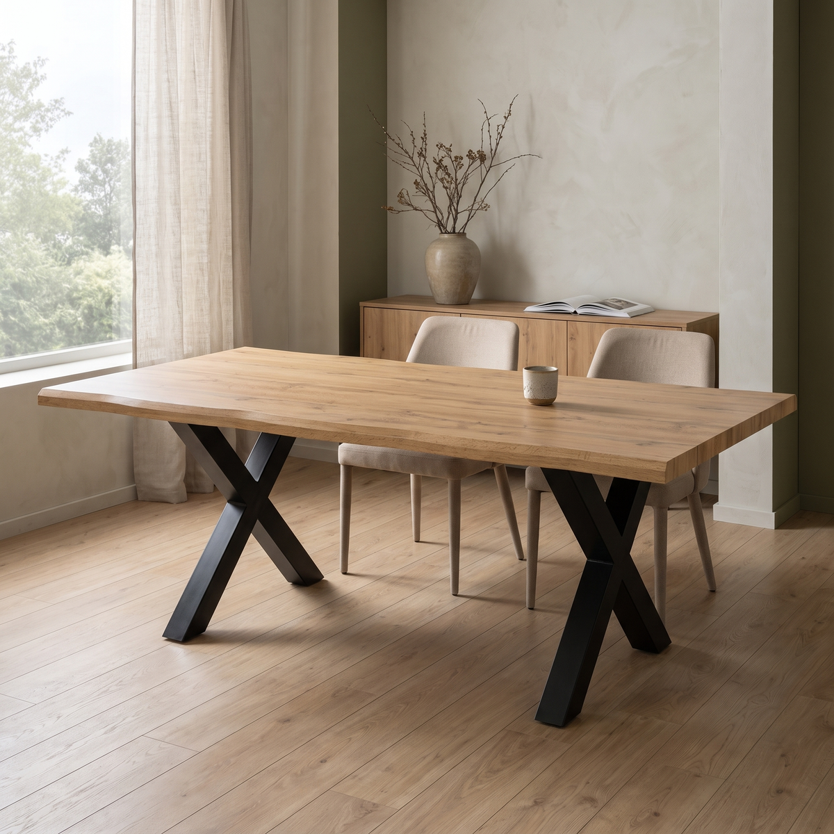 Eettafel ROBUL 160 Naturel – fotorealistisch interieur 3