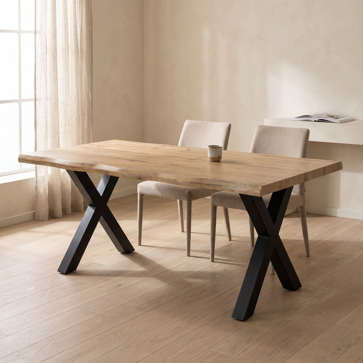 Eettafel ROBUL 200 Naturel – fotorealistisch interieur 1
