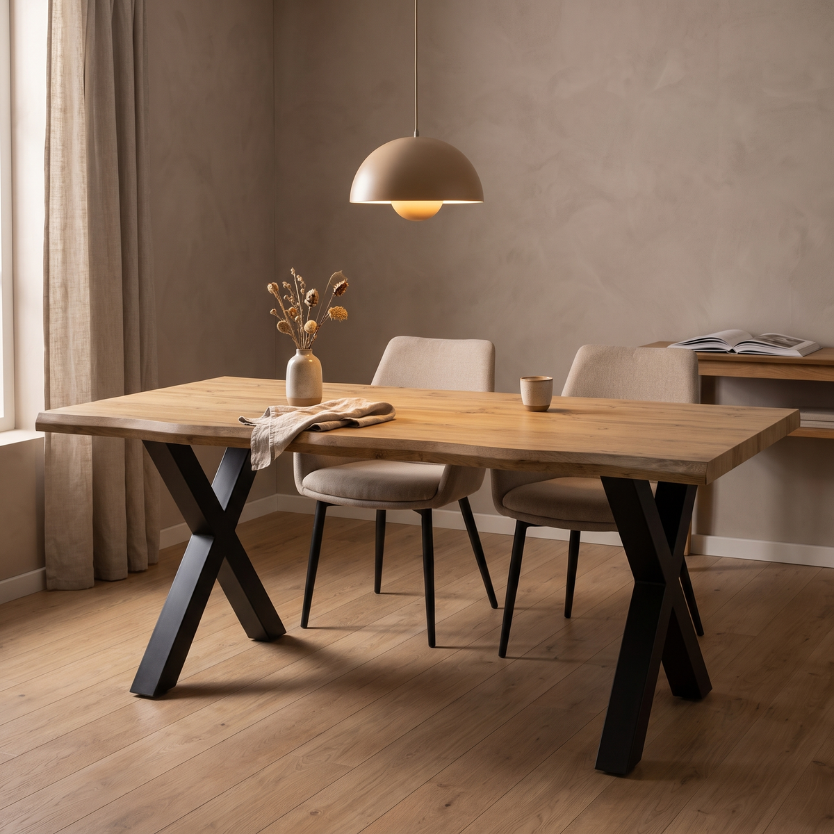 Eettafel ROBUL 200 Naturel – fotorealistisch interieur 2