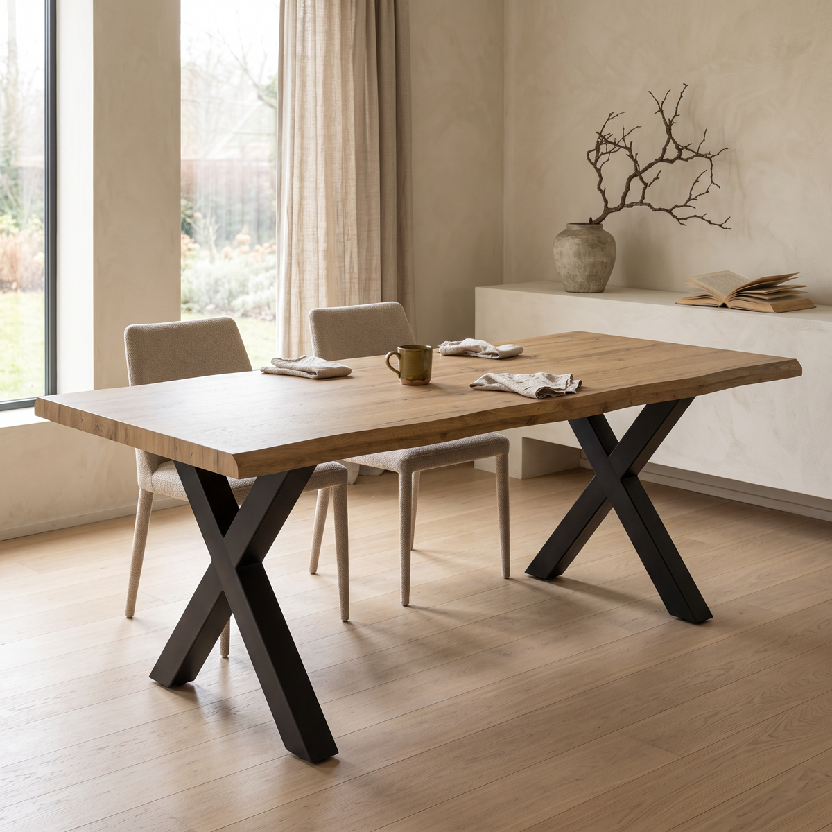 Eettafel ROBUL 200 Naturel – fotorealistisch interieur 3