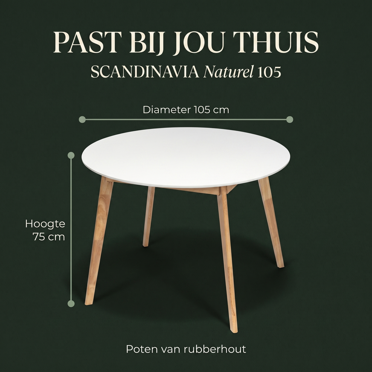 Eettafel SCANDINAVIA Naturel 105 – afmetingen