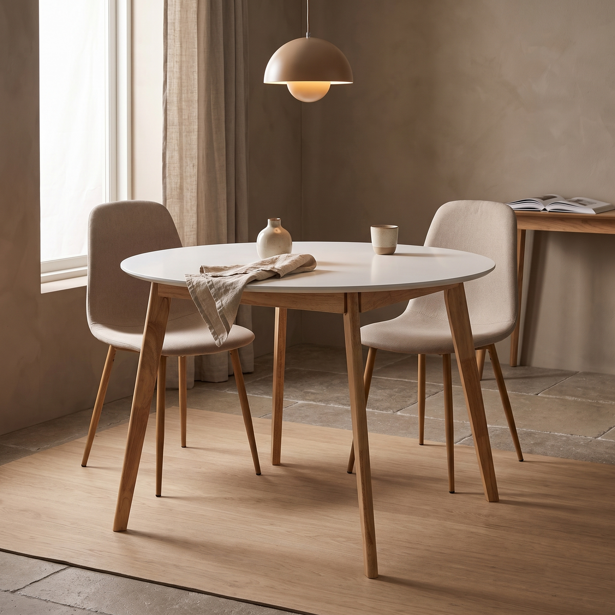 Eettafel SCANDINAVIA Naturel 105 – fotorealistisch interieur 2