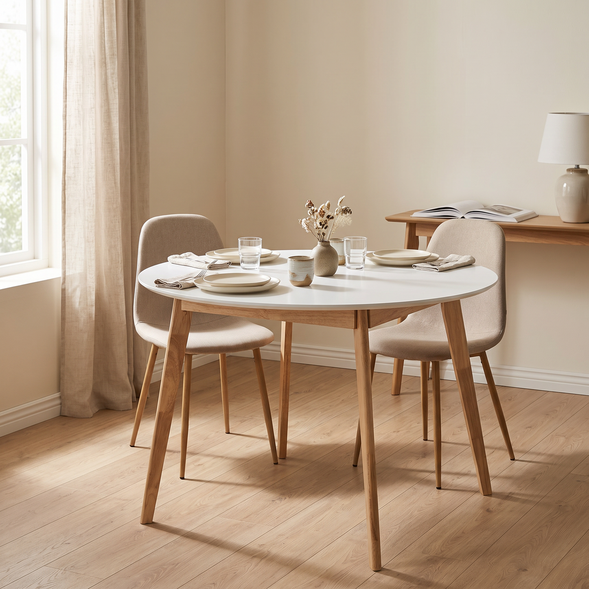 Eettafel SCANDINAVIA Naturel 105 – fotorealistisch interieur 4