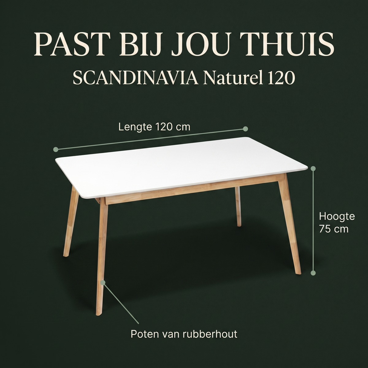 Eettafel SCANDINAVIA Naturel 120 – afmetingen