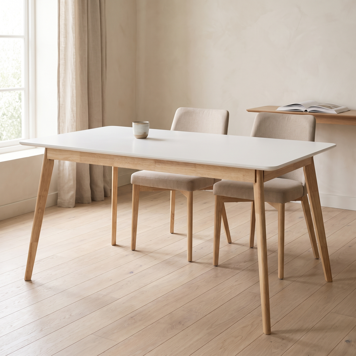 Eettafel SCANDINAVIA Naturel 120 – fotorealistisch interieur 1