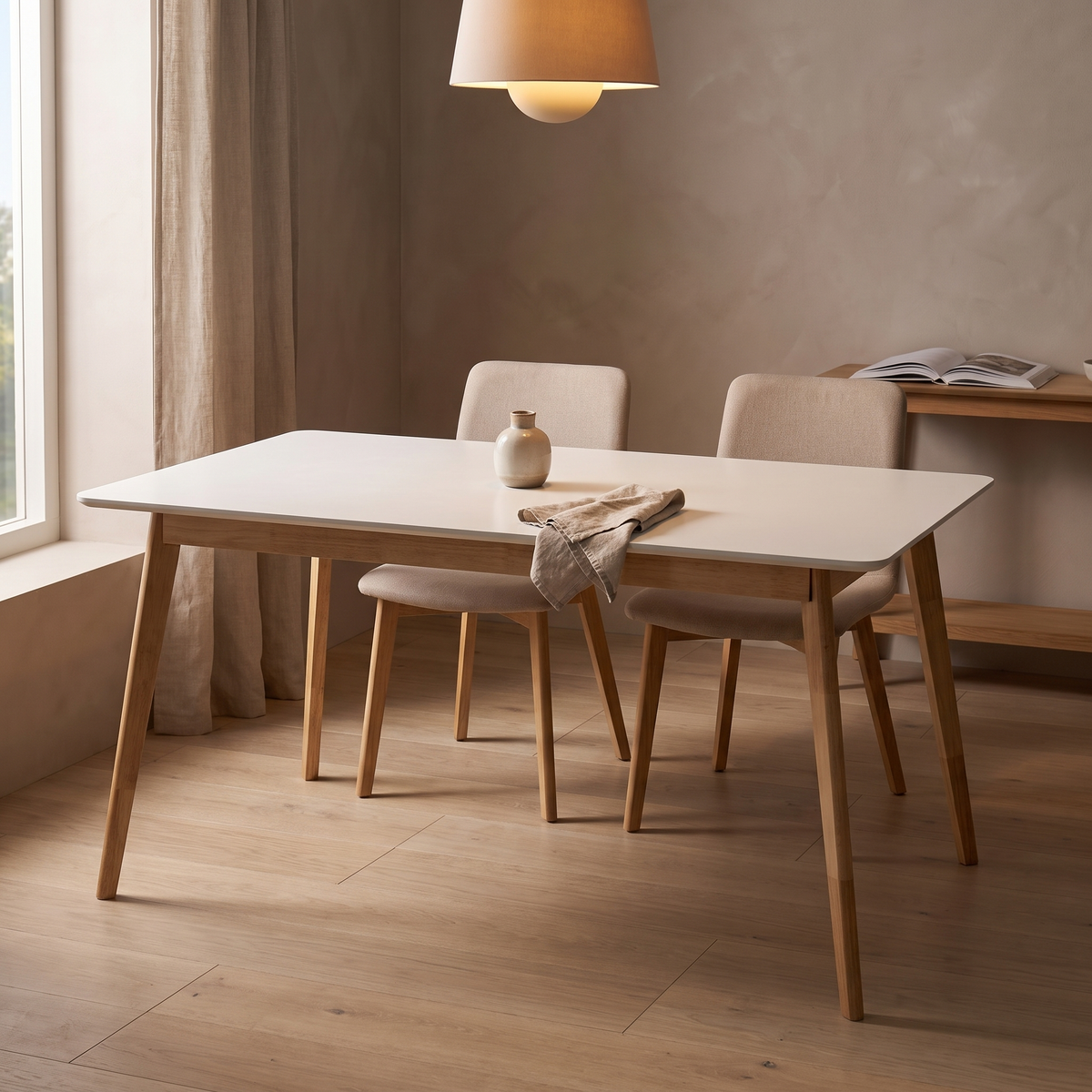 Eettafel SCANDINAVIA Naturel 120 – fotorealistisch interieur 2