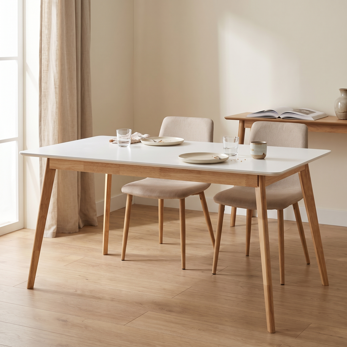 Eettafel SCANDINAVIA Naturel 120 – fotorealistisch interieur 4