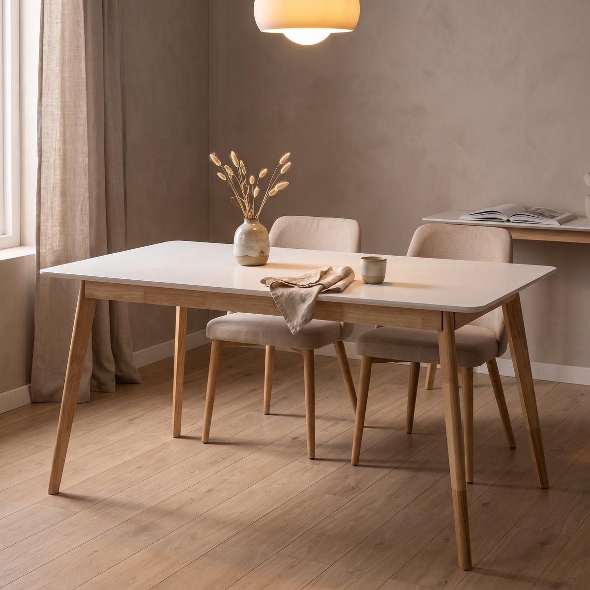 Eettafel SCANDINAVIA Naturel 150 – fotorealistisch interieur 2