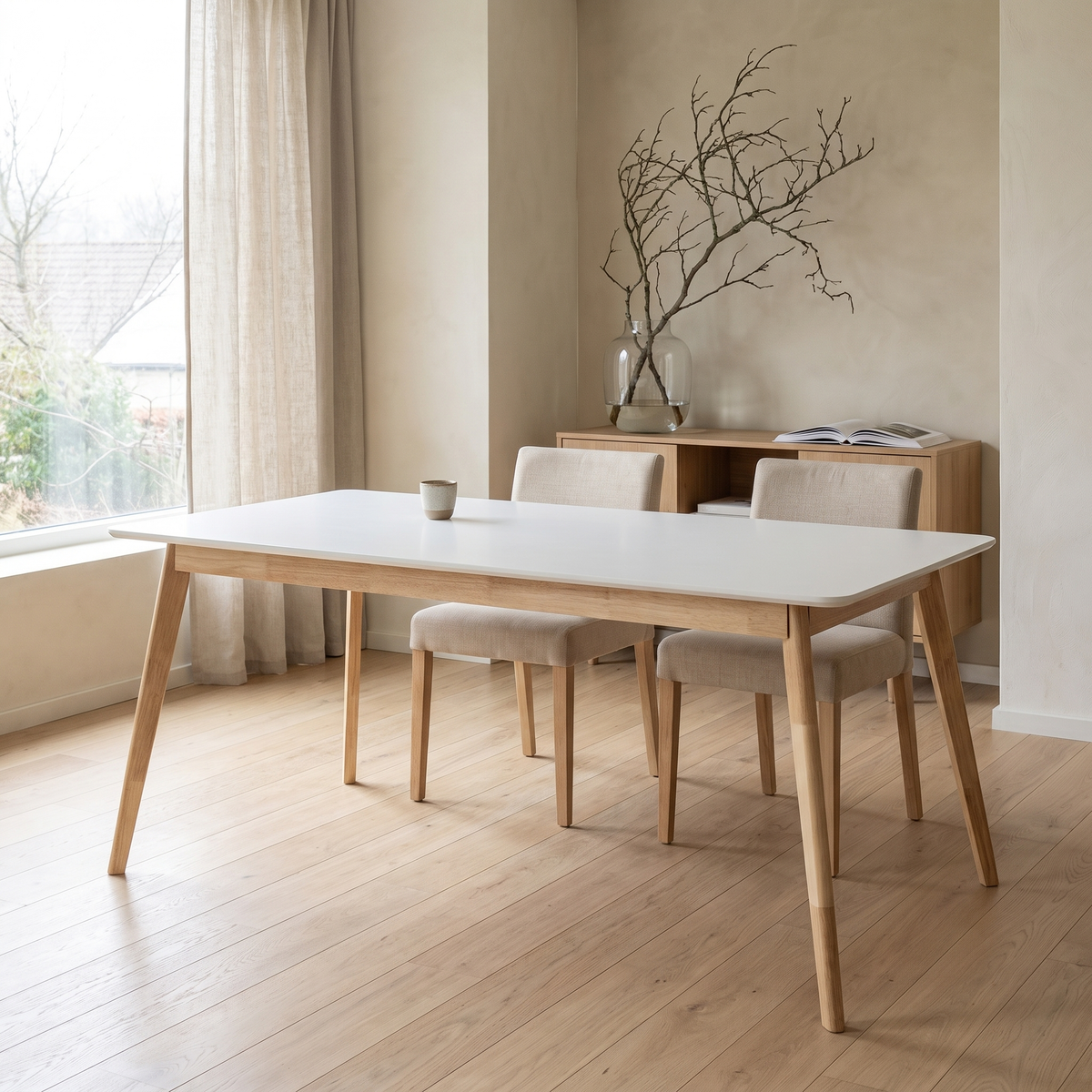 Eettafel SCANDINAVIA Naturel 150 – fotorealistisch interieur 3