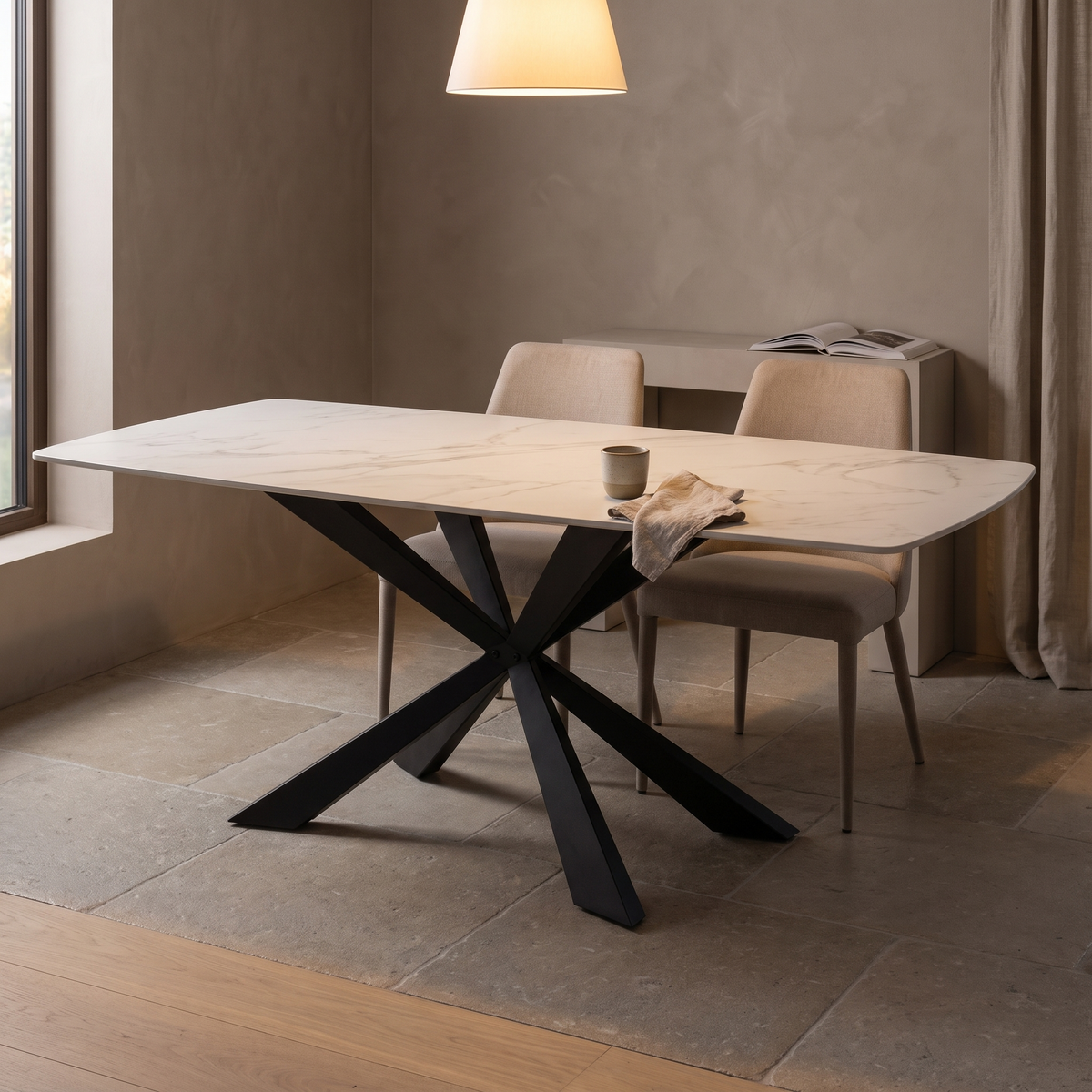 Eettafel TERRON 200 Wit – fotorealistisch interieur 2
