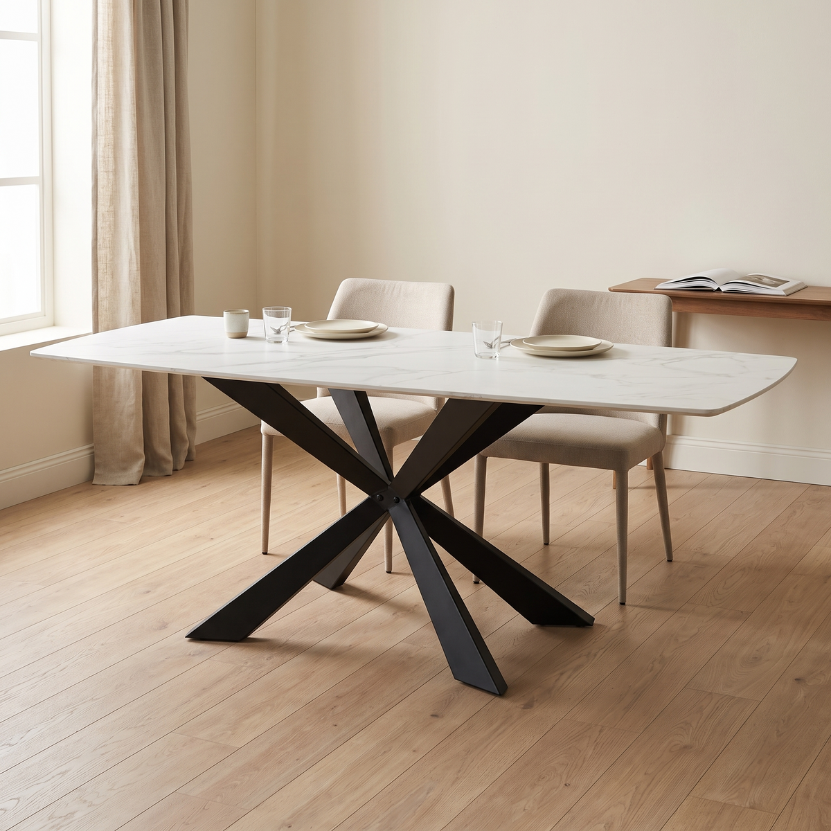 Eettafel TERRON 200 Wit – fotorealistisch interieur 4