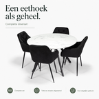 Gyrus Eettafelset met 4 Siena Stoelen - Zwart / Wit infographic
