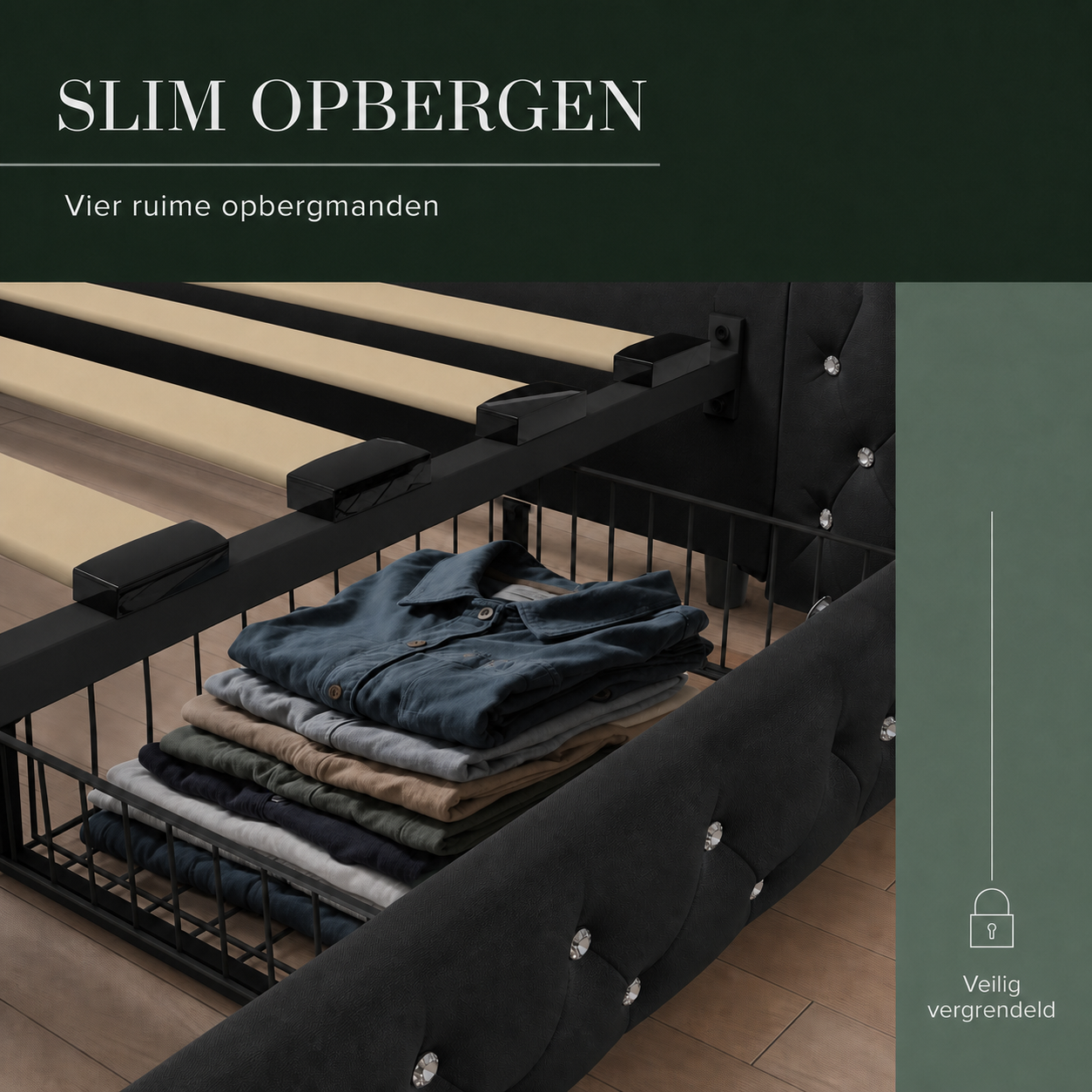 Lumi LED bedframe opbergruimte