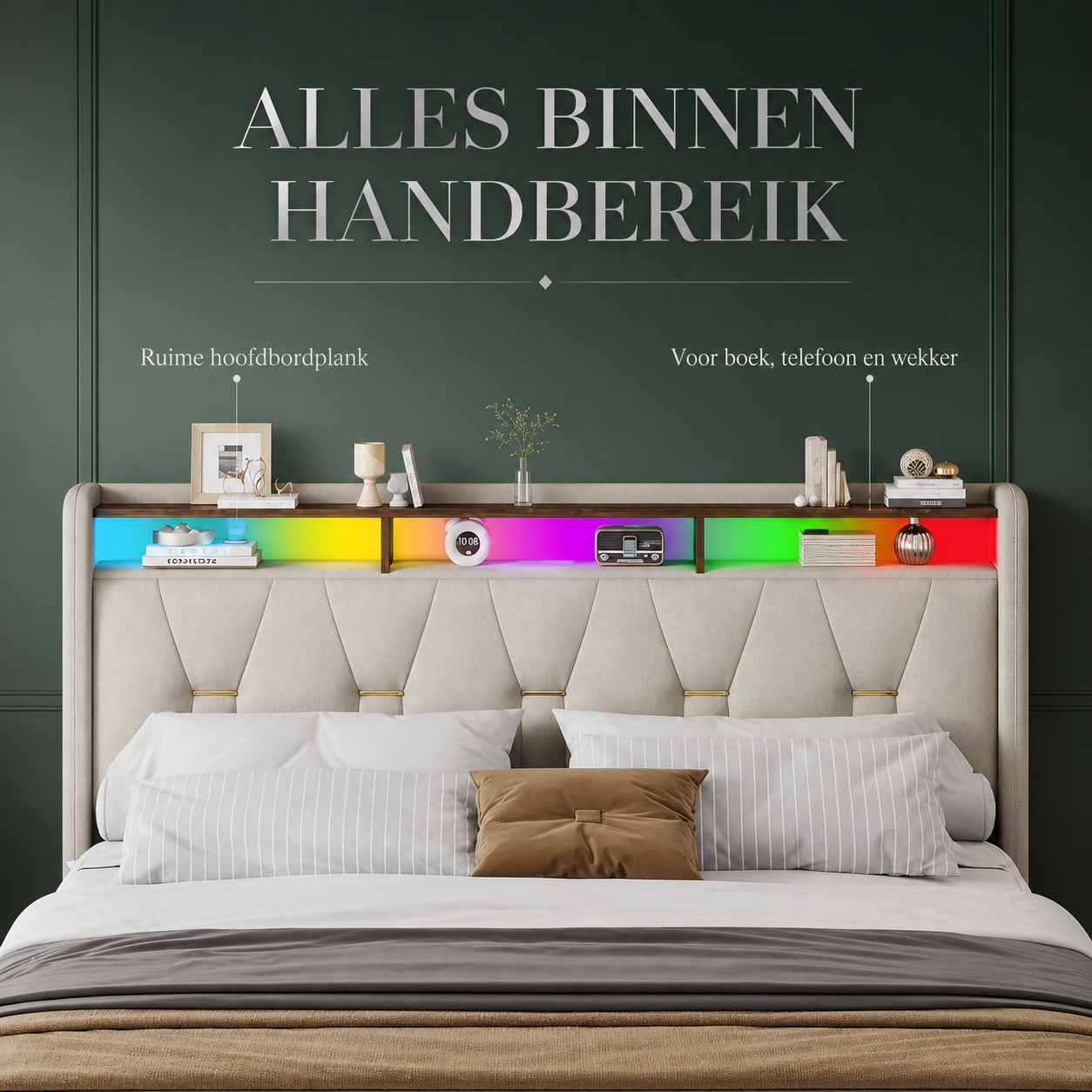 Mira LED bedframe hoofdbordplank