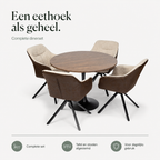 Orbis Eettafelset met 4 Loren Stoelen - Zwart / Beige / Bruin infographic