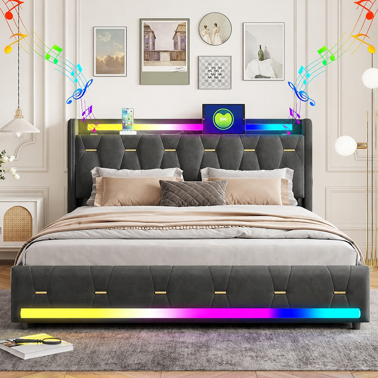 Aure Bluetooth LED Bedframe - HD productbeeld 1