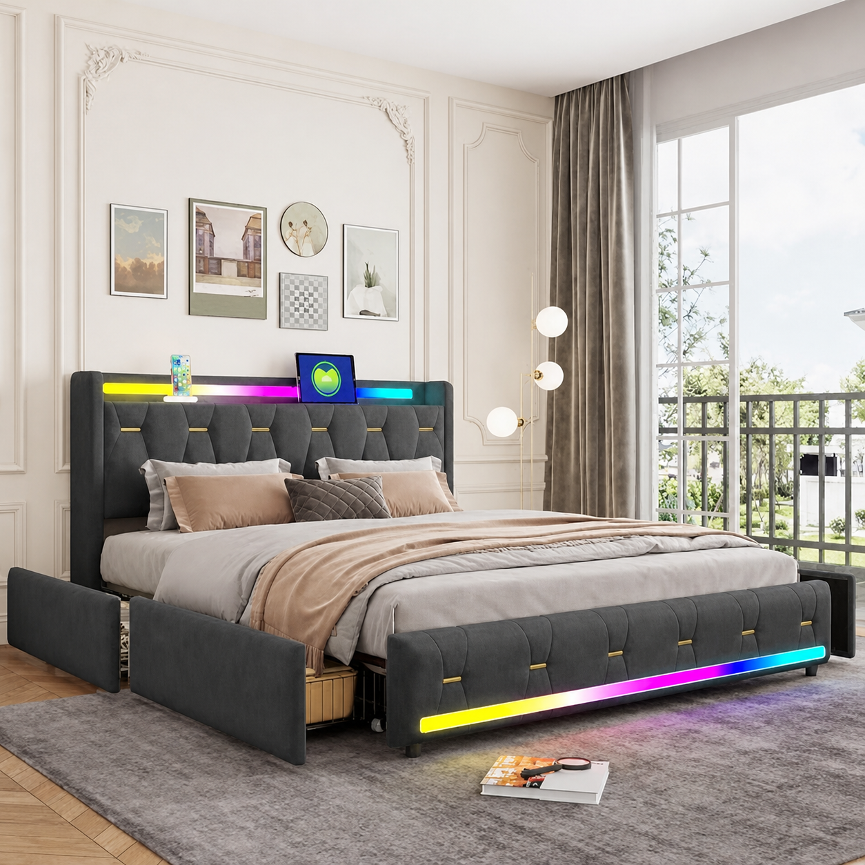 Aure Bluetooth LED Bedframe - HD productbeeld 2