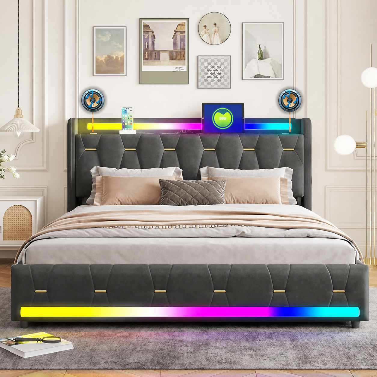 Aure Bluetooth LED Bedframe - HD productbeeld 3