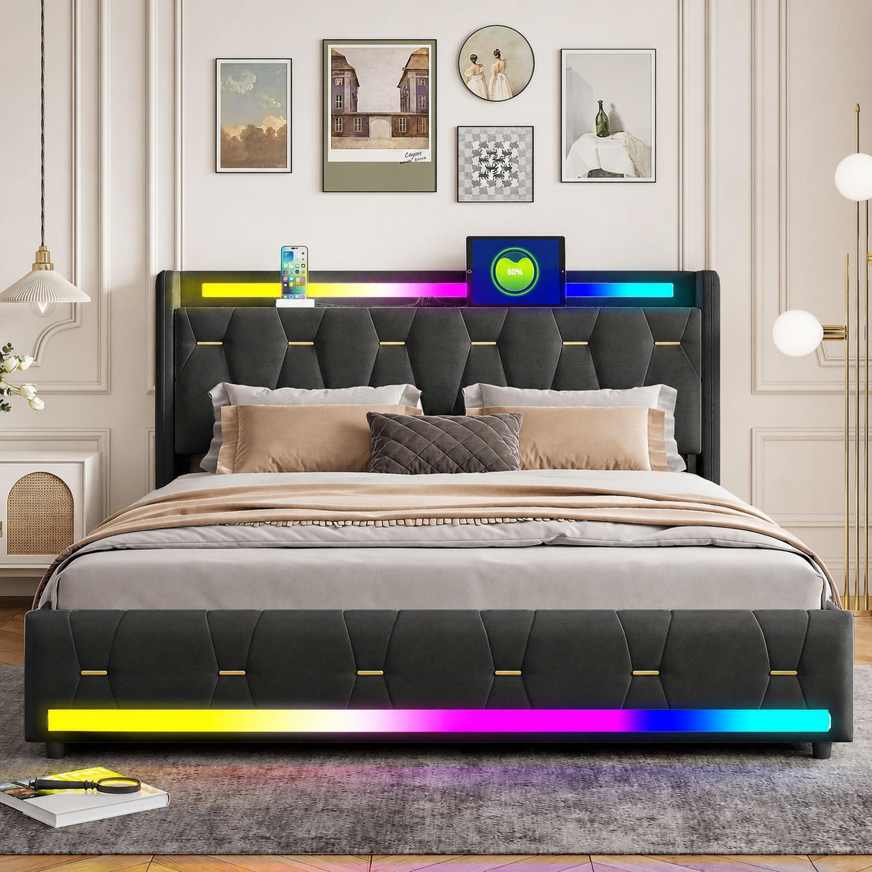 Aure Bluetooth LED Bedframe - HD productbeeld 4