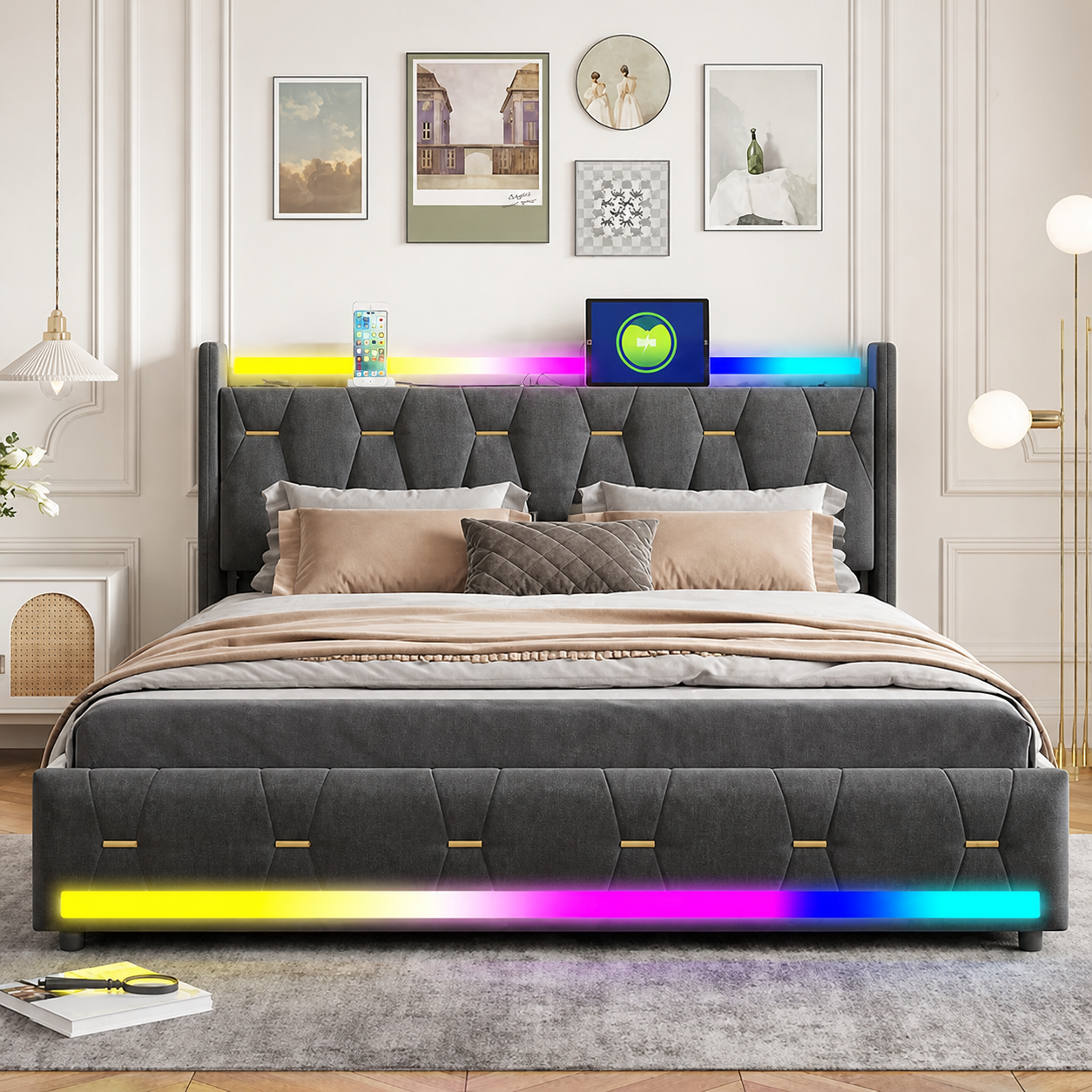 Aure Bluetooth LED Bedframe - HD productbeeld 5